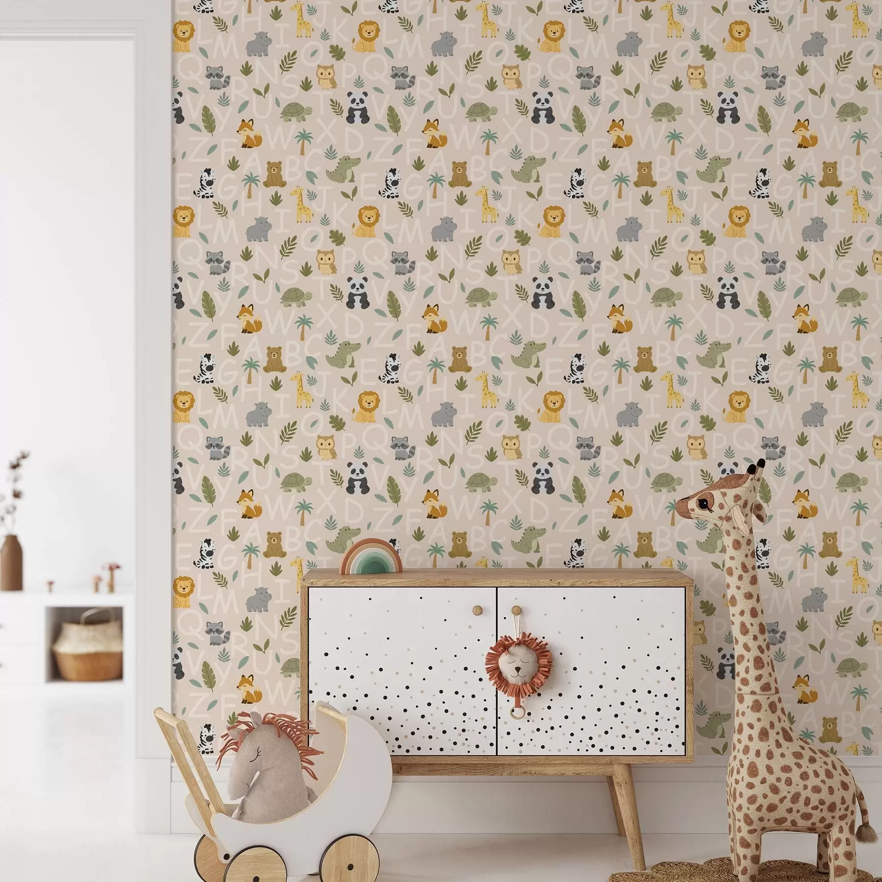 Valokuvatapetti Aakkoset söpöjä eläimiä ja kasveja lapsille a00400