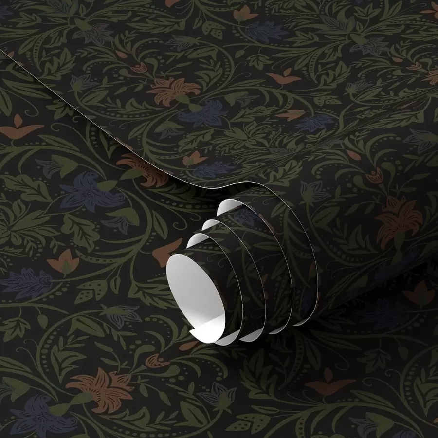 Valokuvatapetti Tumma koriste kasveilla klassiseen tyyliin a00412