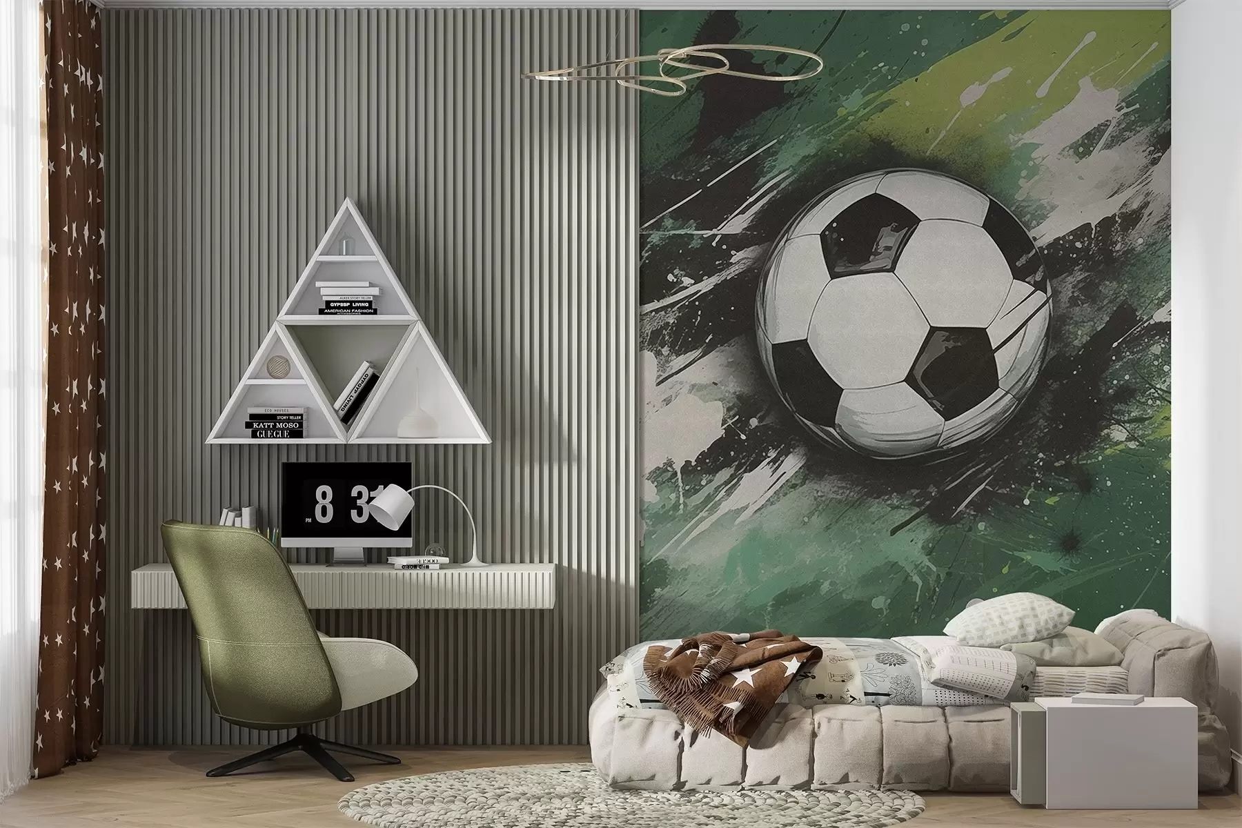 Valokuvatapetti Jalkapallo, jonka taustalla on sumea graffiti w04467