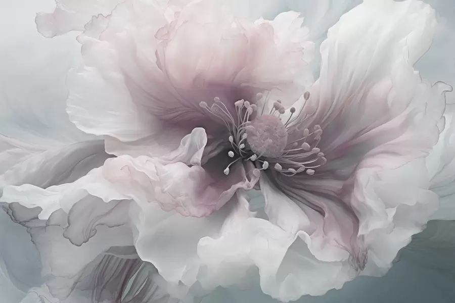 Valokuvatapetti Herkkä kukka vaaleanpunaisilla ja valkoisilla terälehdillä w04446