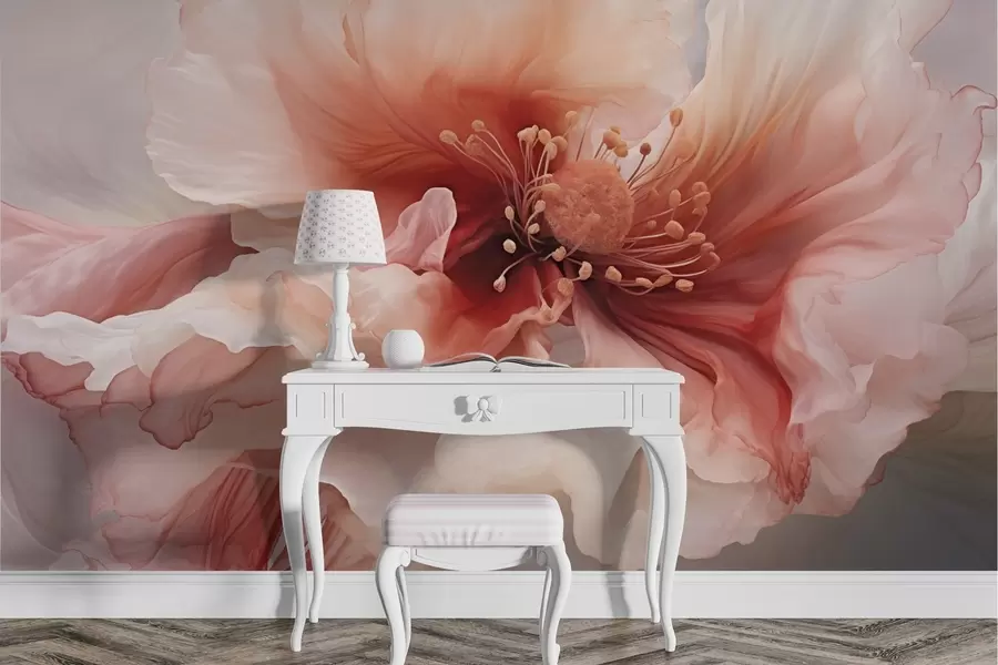 Valokuvatapetti Suuri kukka punaisissa ja vaaleanpunaisissa sävyissä w04446v2