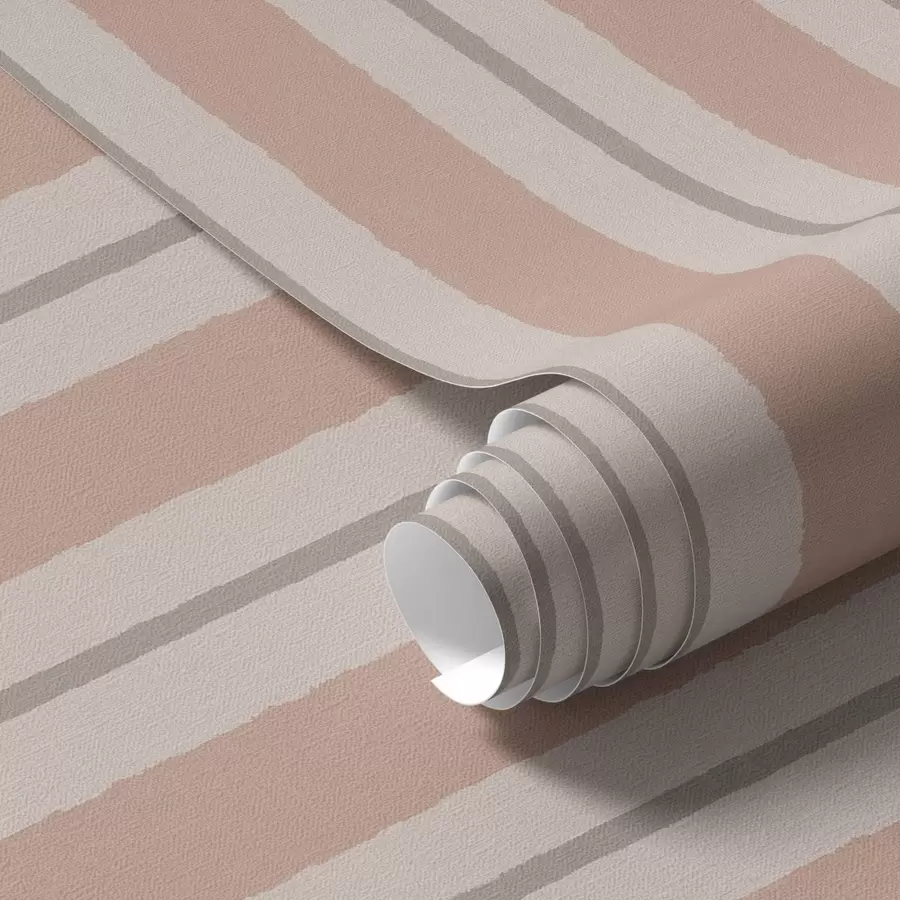 Valokuvatapetti Terrakotta-beige leveät raidat, joissa on harmahtava aksentti a00513