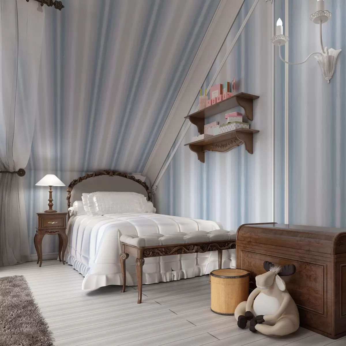 Taustakuva Leveät raidat viileän siniharmaita sävyjä a00551