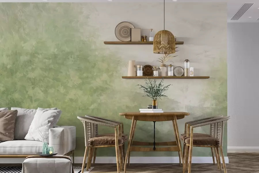 Valokuvatapetti  Lehtien jäljitelmä betoniseinällä w04468