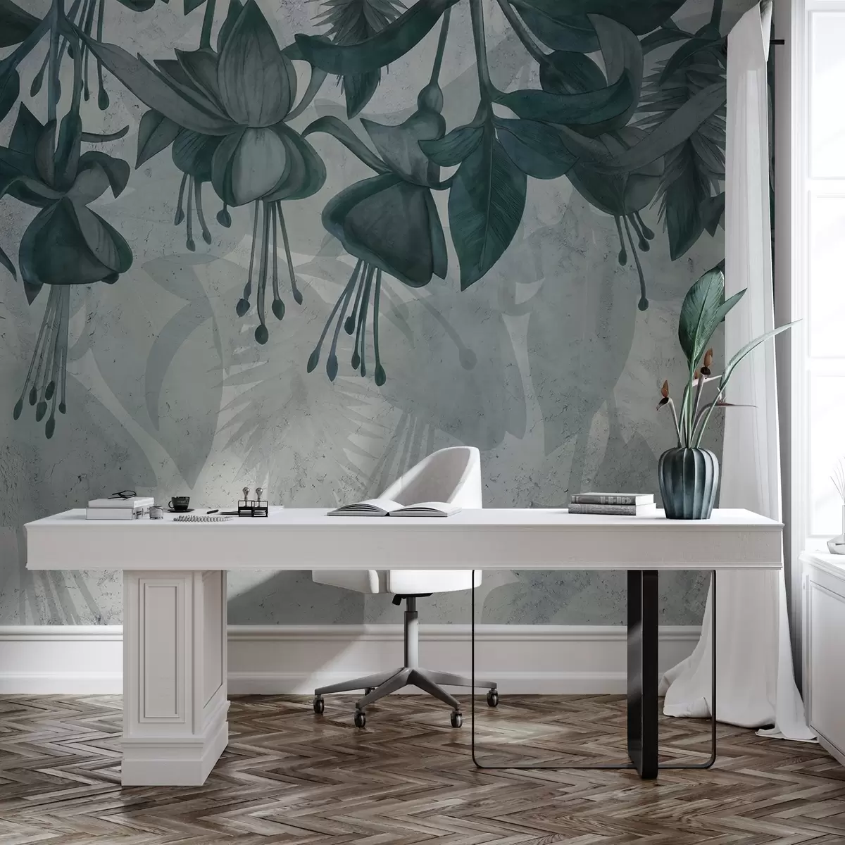 Valokuvatapetti Riippuvat kukat grunge-tyyliin w04472v1