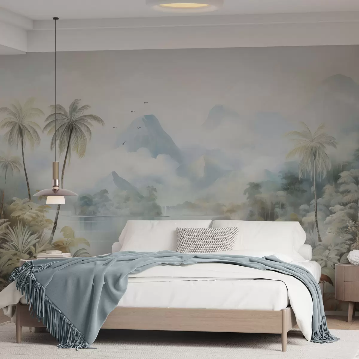 Valokuvatapetti Joki viidakossa lähellä vuoria w04536