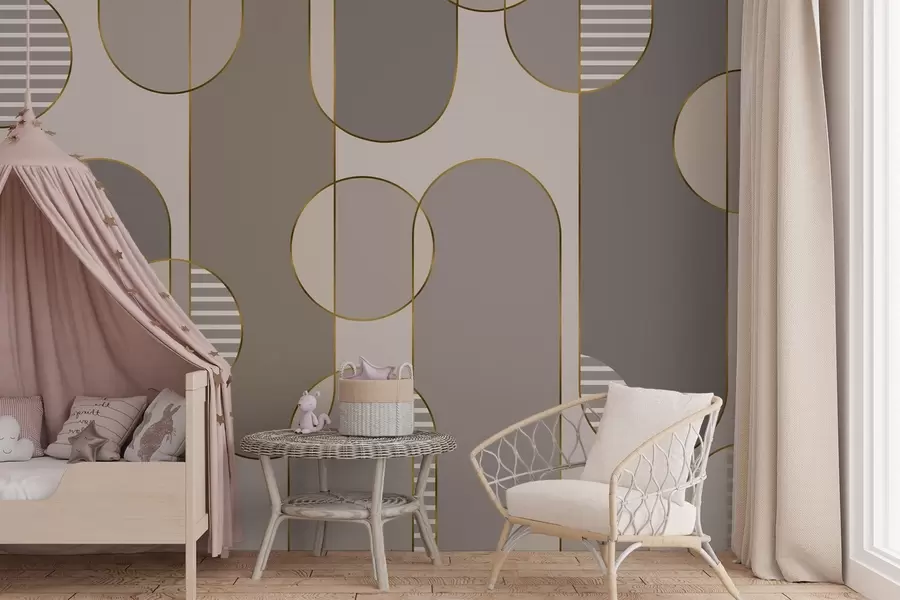 Valokuvatapetti Geometrinen abstrakti ruskealla ja viivoilla w04523v2