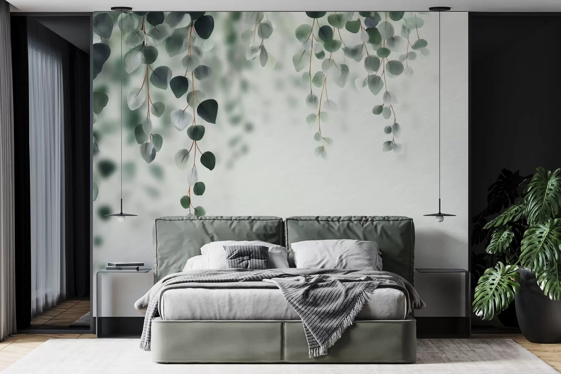 Valokuvatapetti Kaatuva eukalyptus vaalealla taustalla w04393