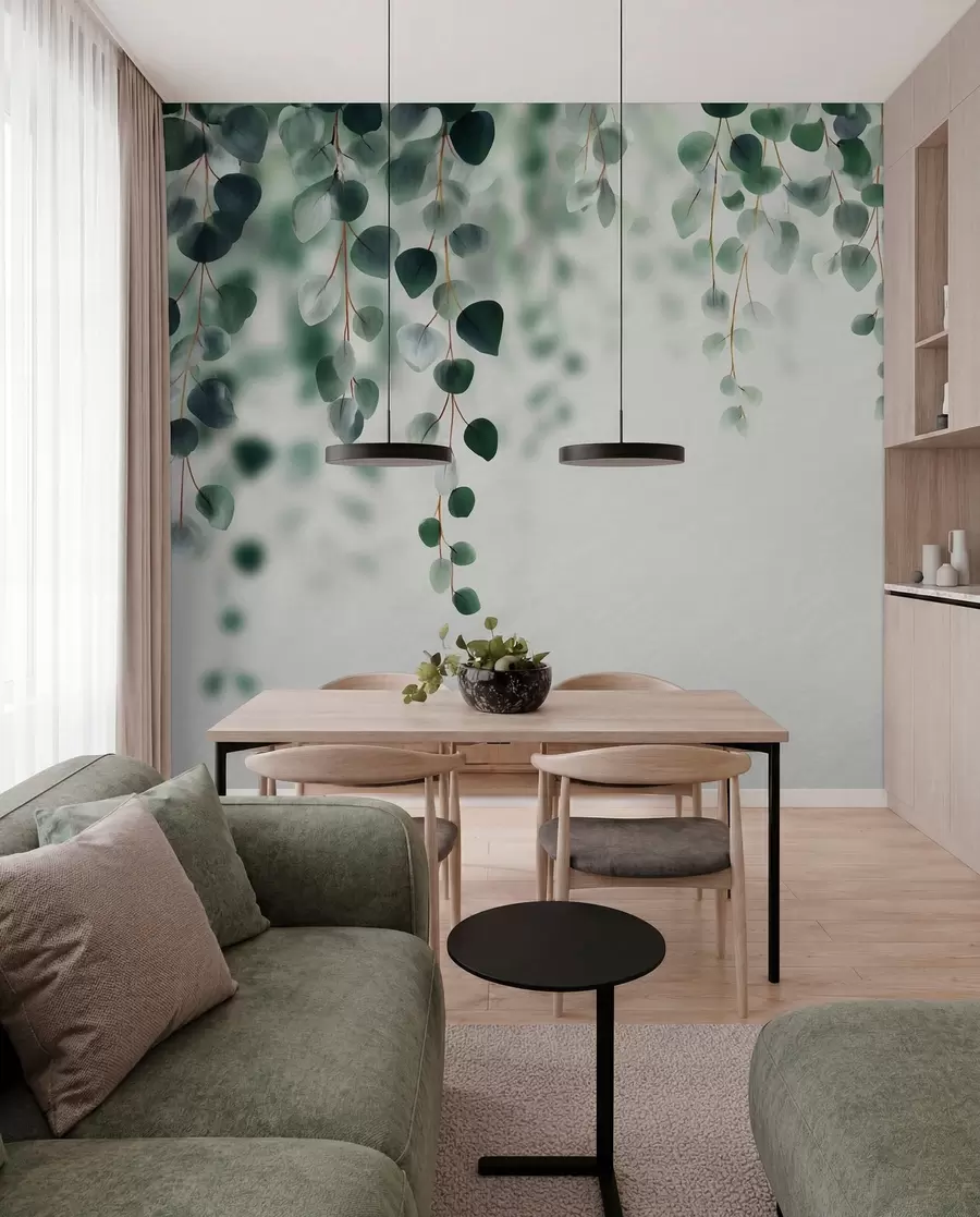 Valokuvatapetti Kaatuva eukalyptus vaalealla taustalla w04393