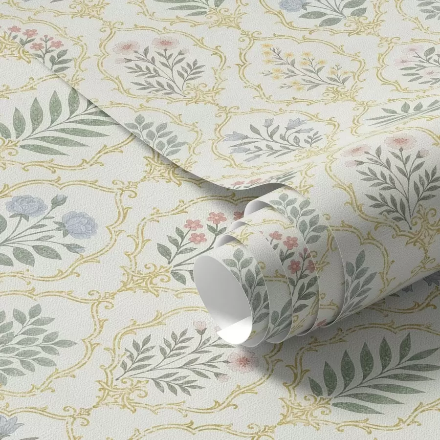 Valokuvatapetti Kasvitieteelliset medaljonit ristikossa, pastellisävyissä a00579