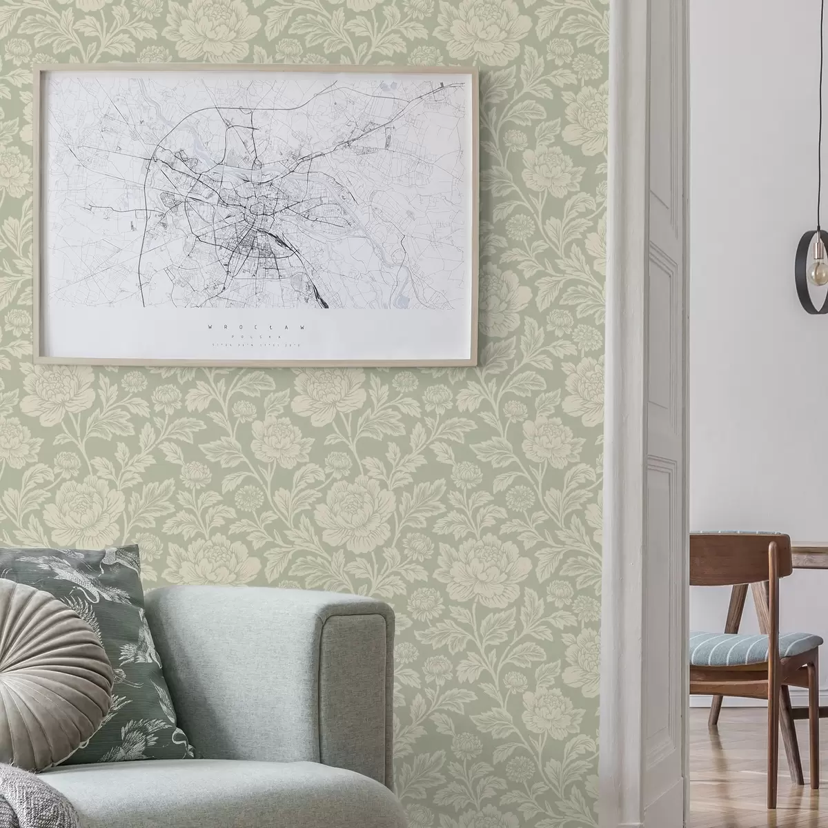 Taustakuva Suuret viivapiirroksiset pionit salvia-taustalla a00582