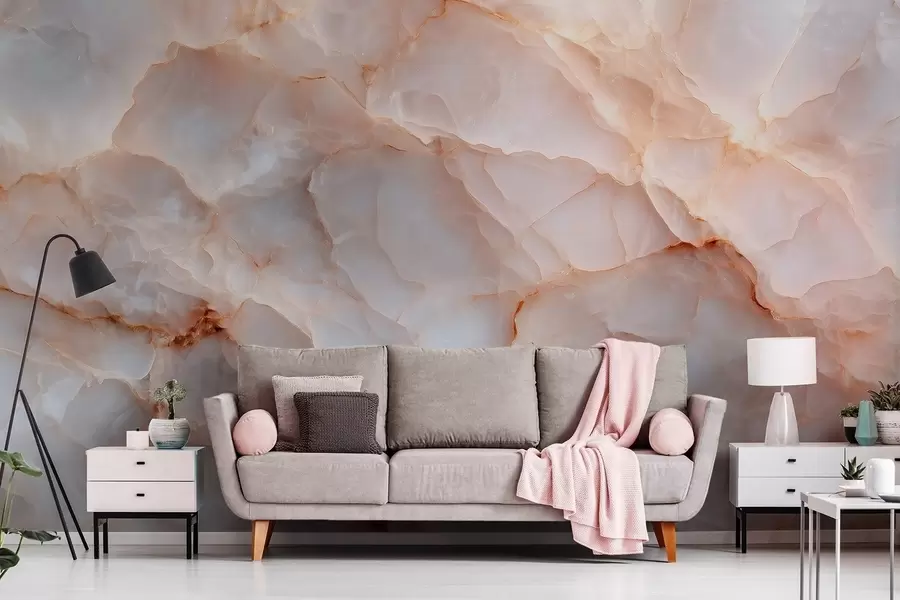 Valokuvatapetti Ylellinen marmorijäljitelmä beige-harmaissa sävyissä, hohtava vaikutus w09412