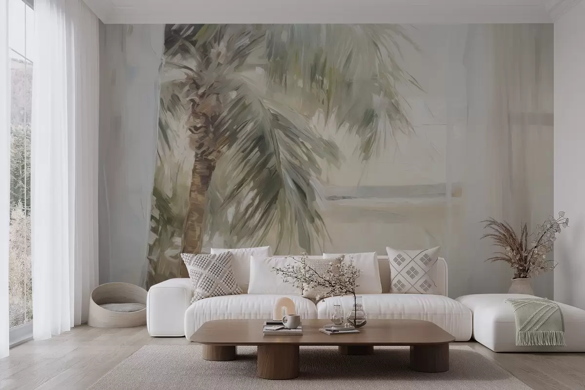 Valokuvatapetti Palmu ikkunan ulkopuolella w04653