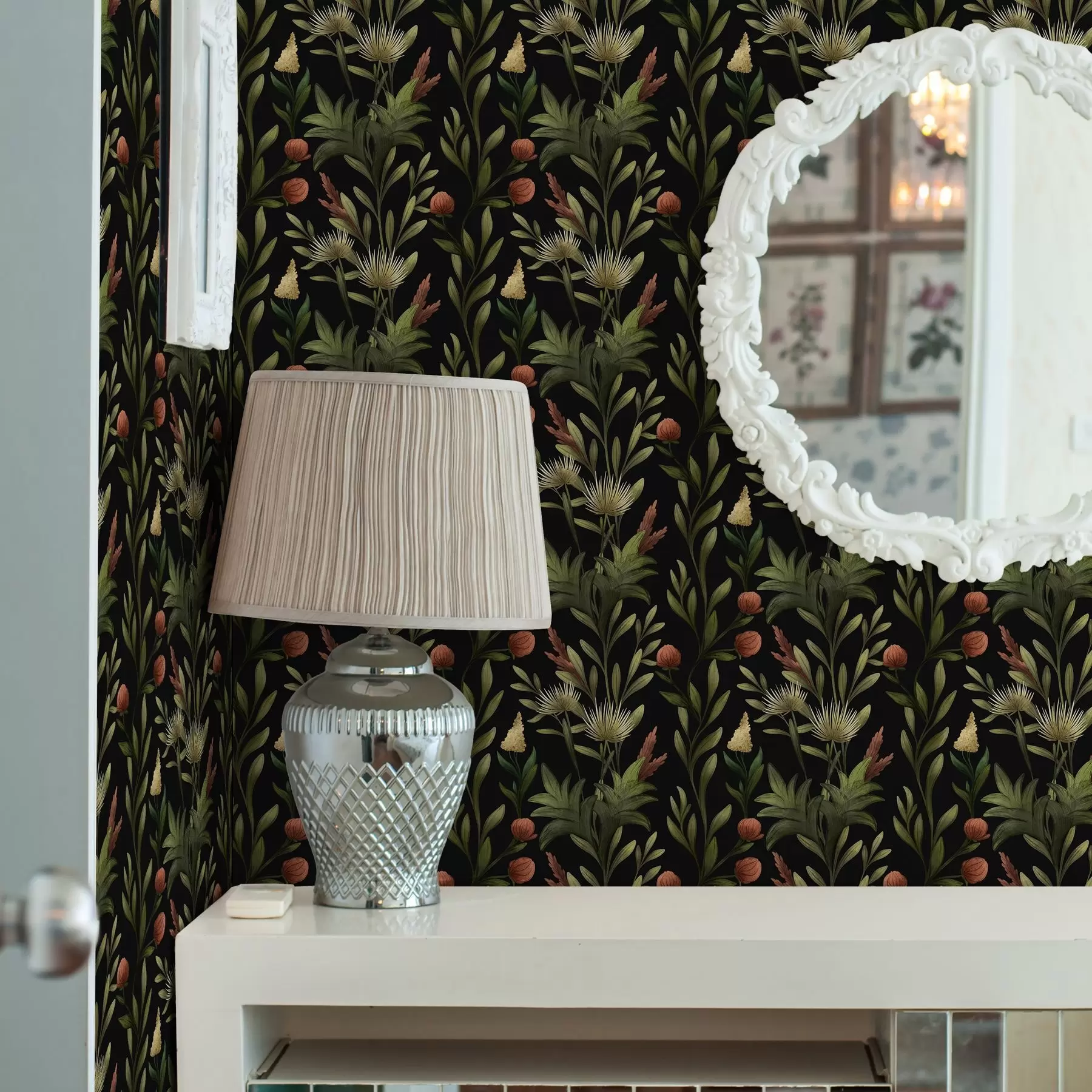 Valokuvatapetti Korkeat ruohot ja kukat mustalla, yksityiskohtainen painatus a00620