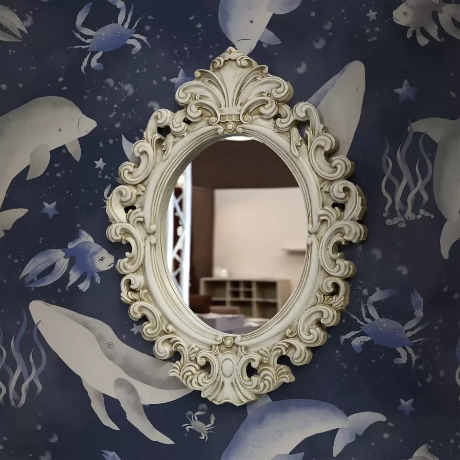 Valokuvatapetti Merivalaat, delfiinit ja ravut tummansinisellä taustalla a00720