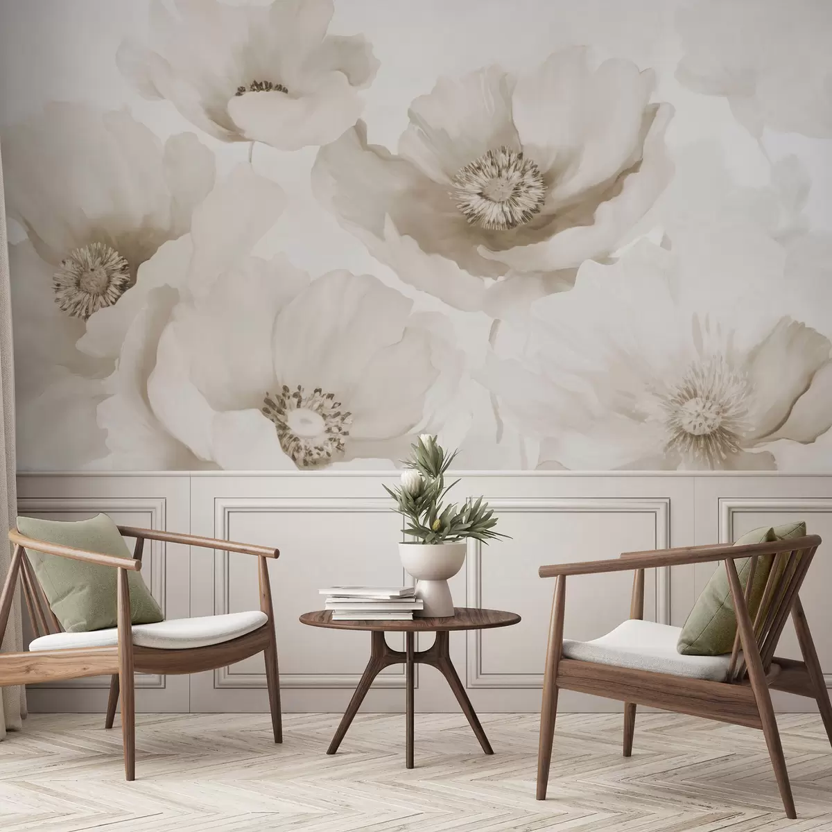 Valokuvatapetti Poppies  beigen sävyt w04656v1