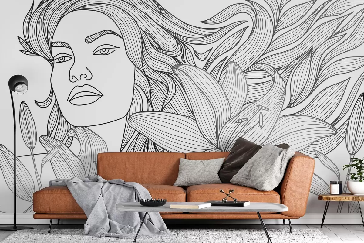 Valokuvatapetti Kuva tytöstä liljakukissa w04689