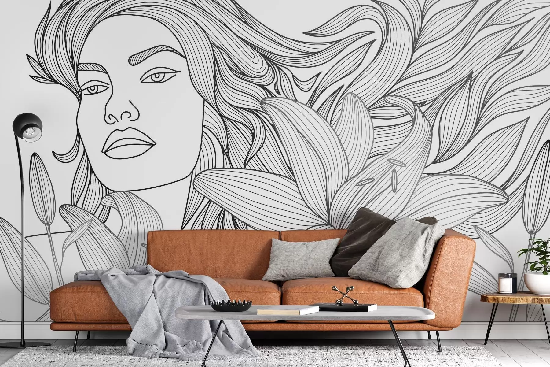 Valokuvatapetti Kuva tytöstä liljakukissa w04689