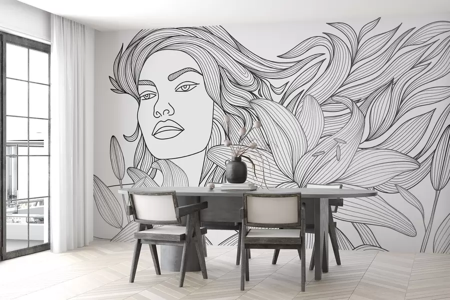 Valokuvatapetti Kuva tytöstä liljakukissa w04689