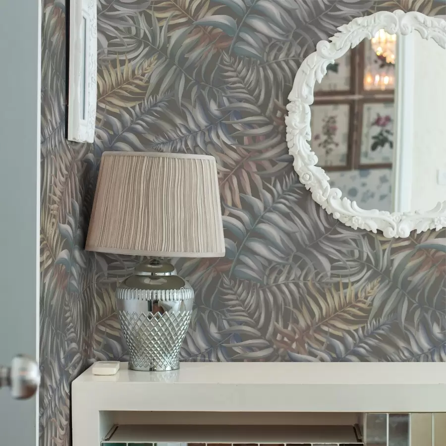 Valokuvatapetti Kerrostetut palmunlehdet hillityissä sävyissä a00789