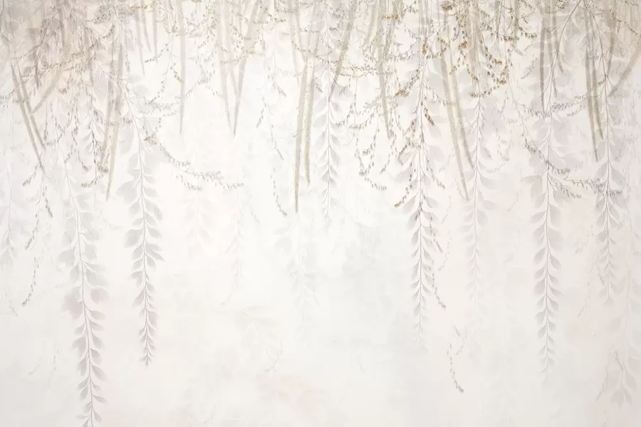 Valokuvatapetti Vaaleat riippuvat lehdet ja oksat beige-sävyissä w09433