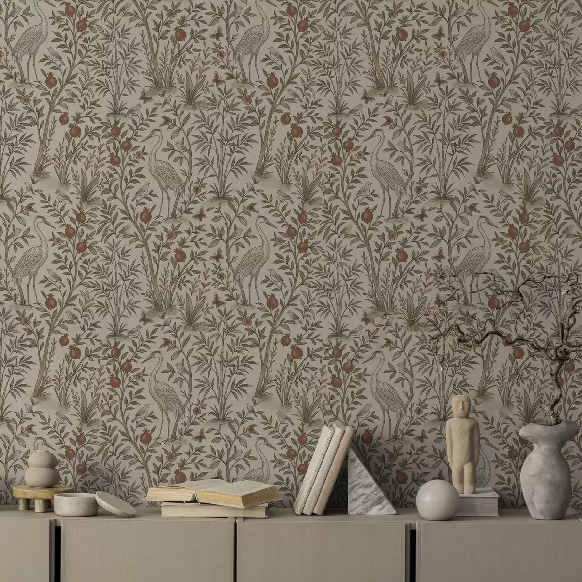 Taustakuva Linnut granaattiomenapuiden keskellä luonnollisessa ympäristössä a00699