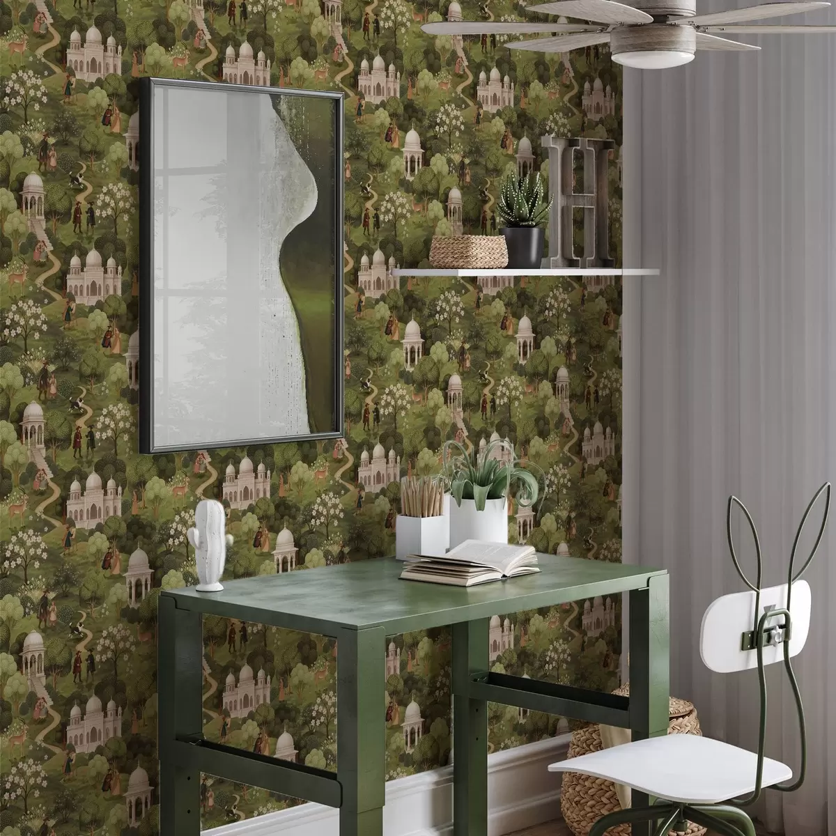 Taustakuva Puisto, jossa on puita ja arkkitehtuuria maisematyylillä a00705