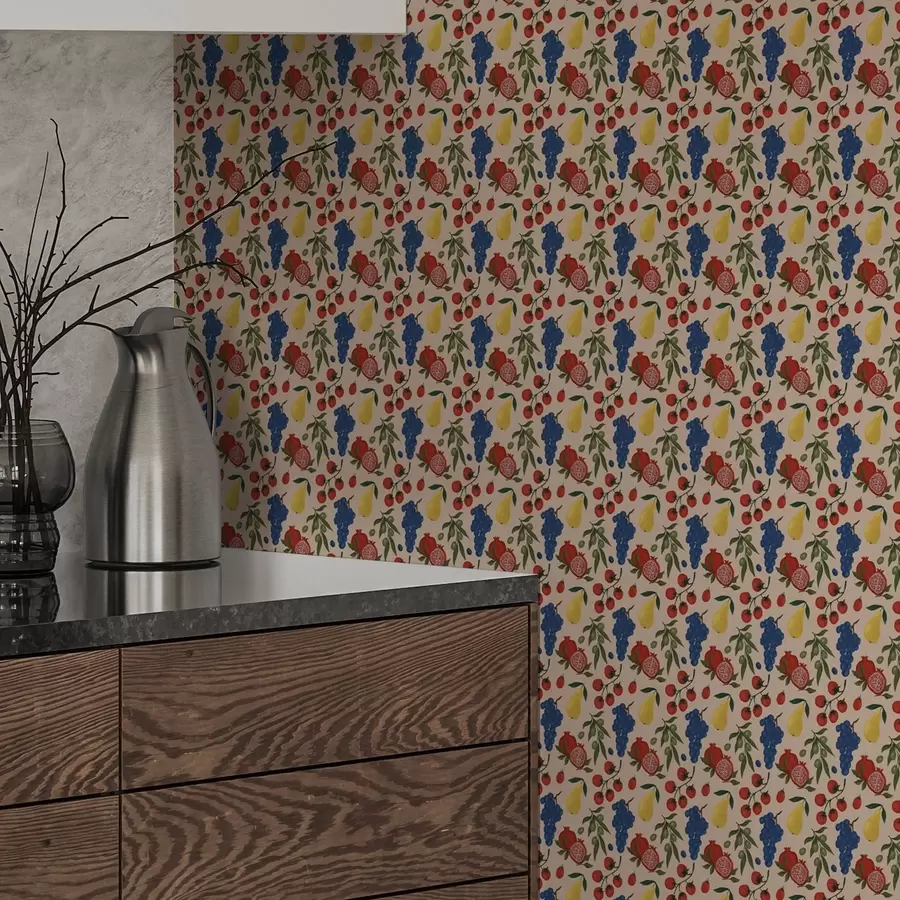 Valokuvatapetti Mehukkaat hedelmät lämpimällä beige-taustalla a00801v1