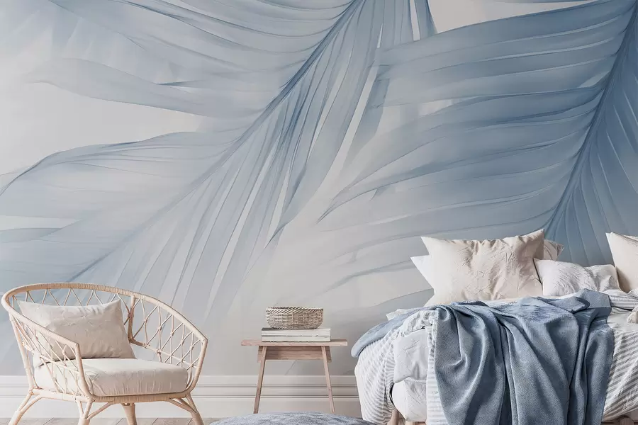 Valokuvatapetti Sinisen sävyiset saniaislehtien lehdet w04727v1