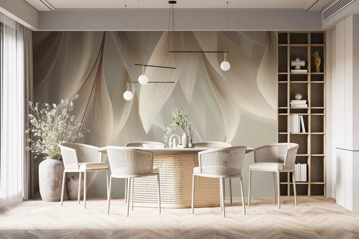 Valokuvatapetti Tyyliteltyjen ääriviivojen omaavat roikkuvat lehdet w04706