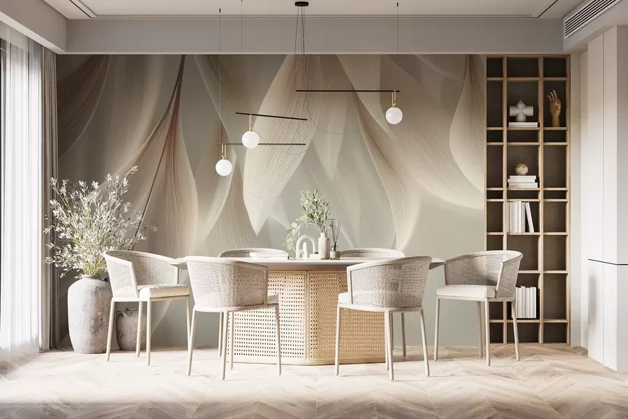 Valokuvatapetti Tyyliteltyjen ääriviivojen omaavat roikkuvat lehdet w04706