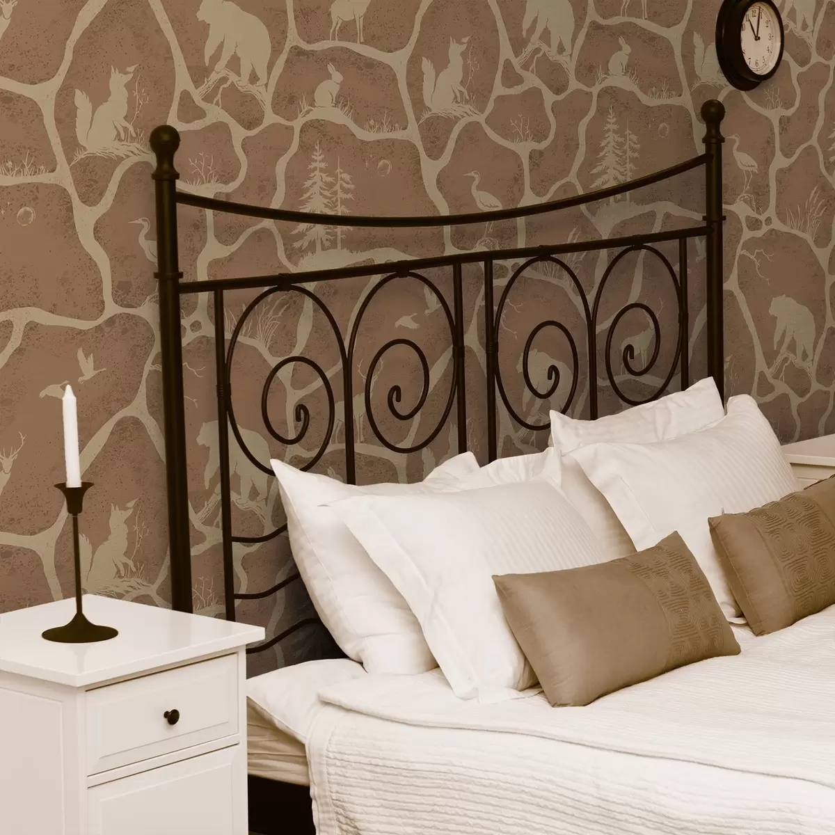 Taustakuva Eläinten ja puiden siluetit luonnonmaisemassa, jossa on kivipinta a00727