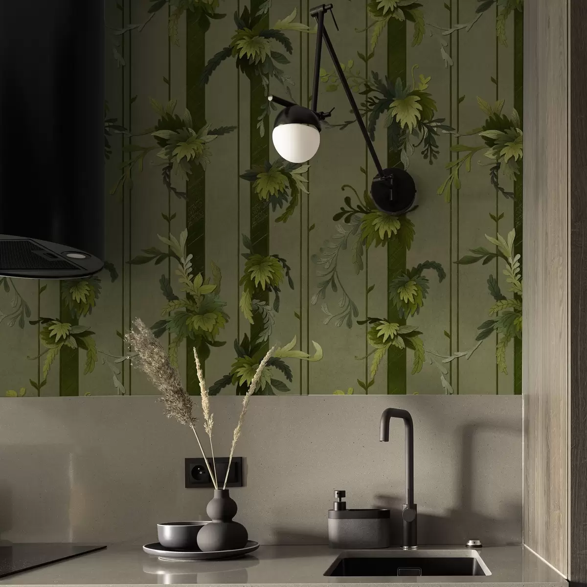 Taustakuva Viiniköynnöksen lehdet ja rypäleterttuja vaaleanvihreissä vesiväri sävyissä a00807