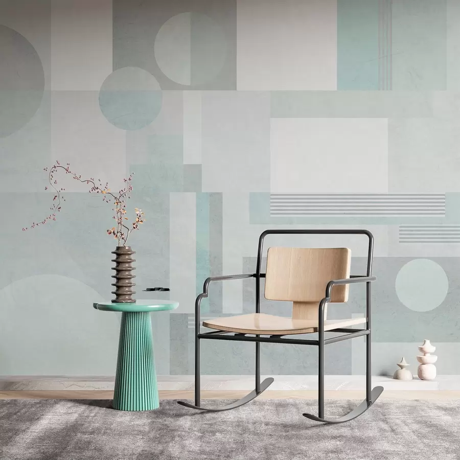 Valokuvatapetti abstrakti geometria harmaavihreissä sävyissä w04635v3