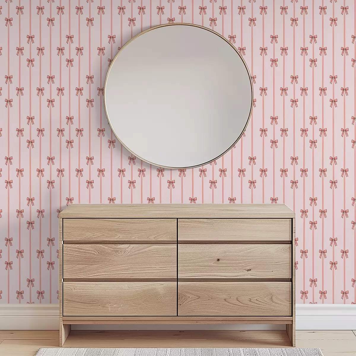 Taustakuva Pystysuuntaiset nauhat ruseteilla, vaaleanpunainen tausta a00653v2