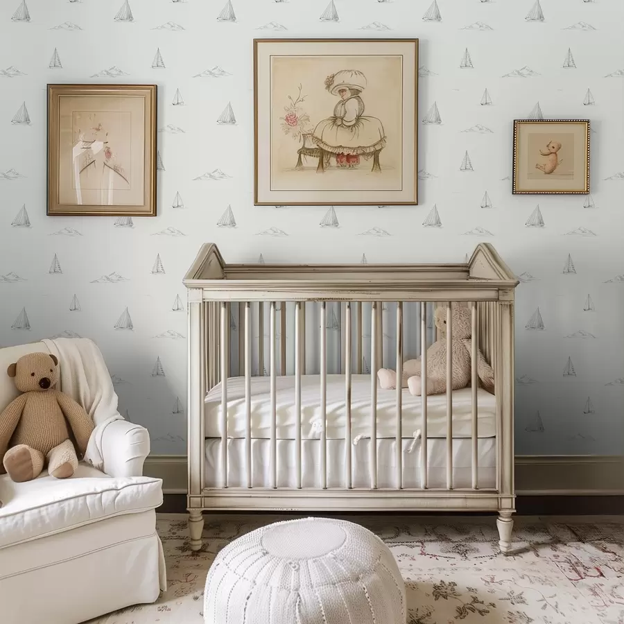 Valokuvatapetti Piirrä jahdit ja saaret, vaalea tausta a00654v2