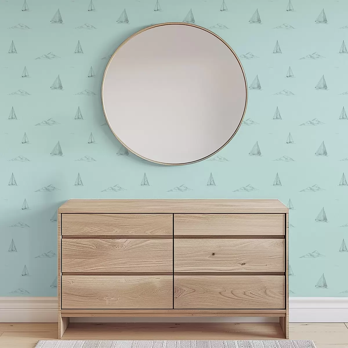 Taustakuva Piirrä jahdit ja saaret, mintunvihreä tausta a00654v4