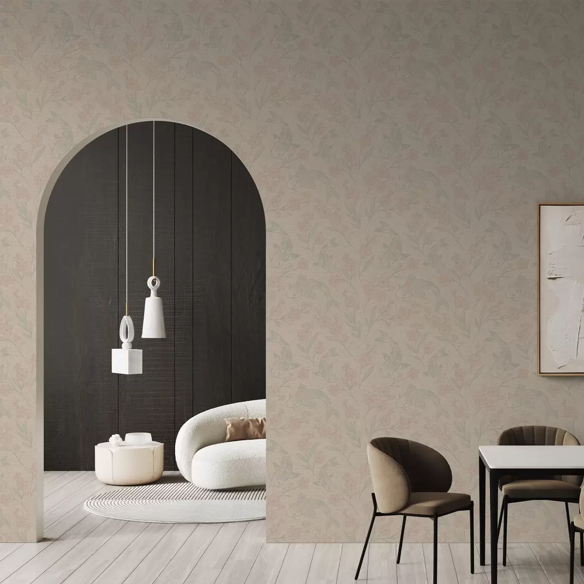 Taustakuva Karpit pehmeän beige-vaaleanpunaisissa sävyissä kukkien keskellä a00766