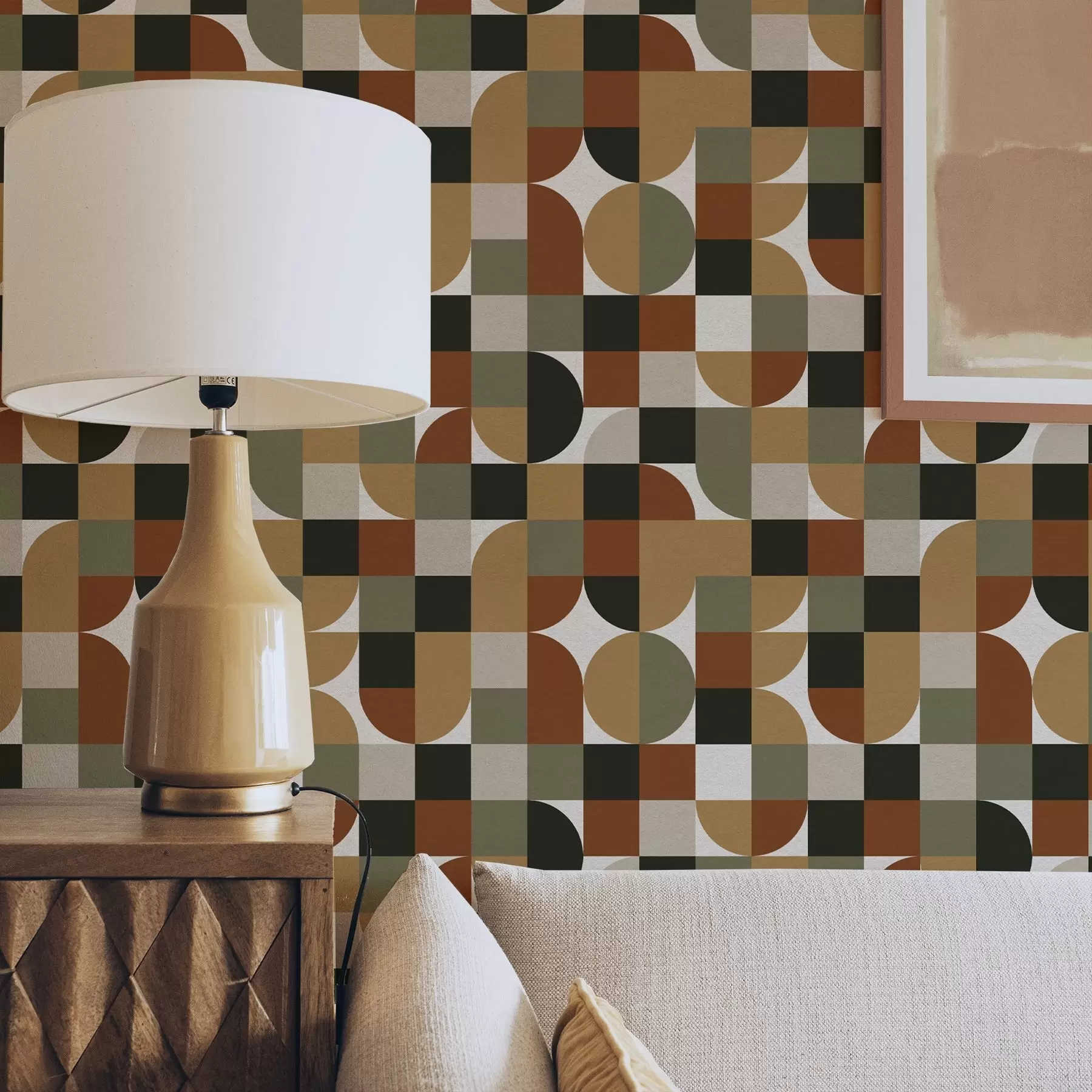 Valokuvatapetti Modulaarinen geometria lämpimissä maanläheisissä sävyissä a00770