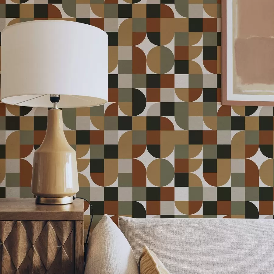 Valokuvatapetti Modulaarinen geometria lämpimissä maanläheisissä sävyissä a00770