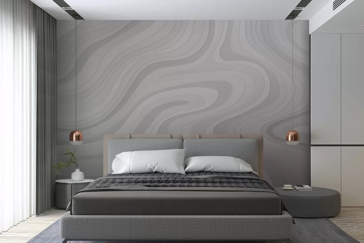 Valokuvatapetti abstraktit aallot harmaissa sävyissä w04813v1