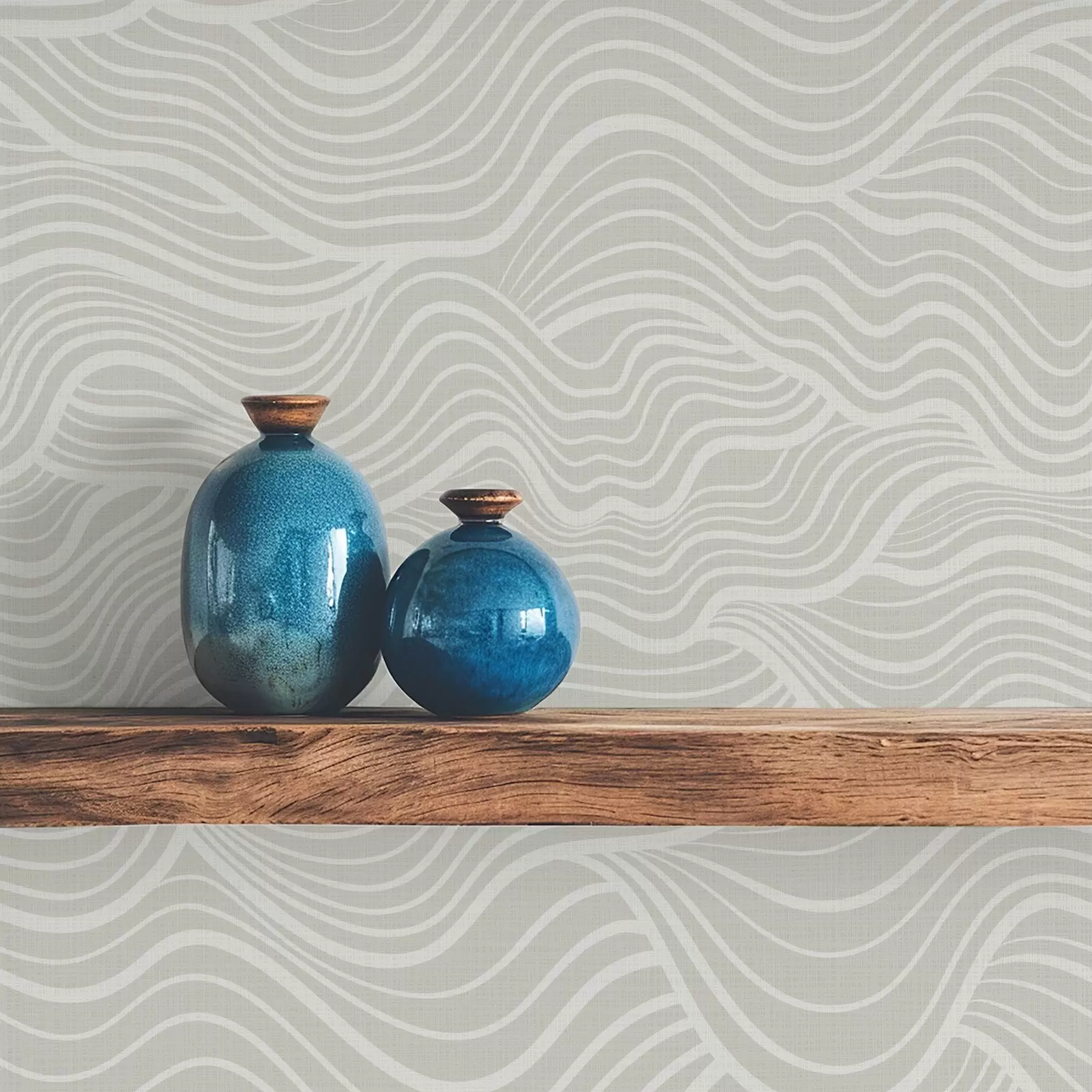 Valokuvatapetti Aallot harmaalla oliivinvihreällä taustalla, jossa on kangaspinta a00681