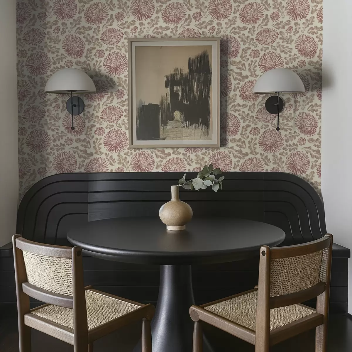 Taustakuva Krysanteemit, joissa on viinin sävyjä kermanvärisellä pohjalla a00840v1