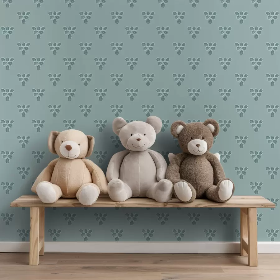 Valokuvatapetti Pieni toisto: kolmen lehden ryhmittymä viileän sinisellä taustalla a00848v1