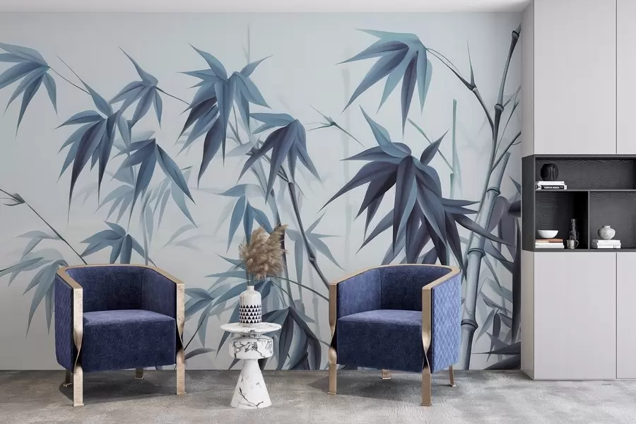 Valokuvatapetti Bambu vaalealla vesiväri-taustalla w04834v2