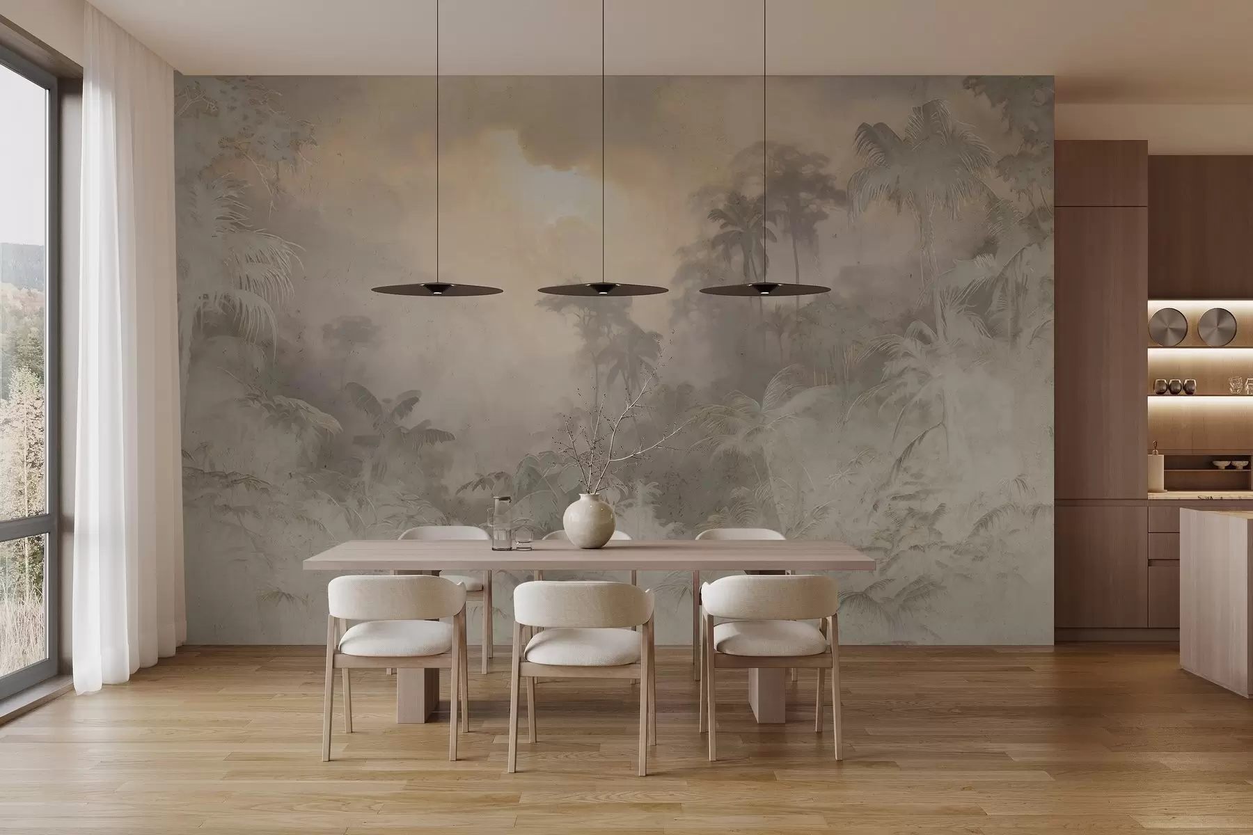 Valokuvatapetti Tyylitelty viidakko seinällä w04839