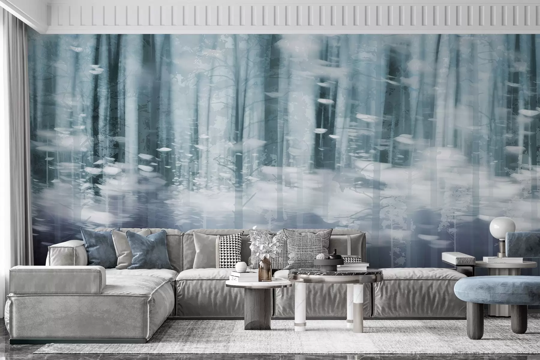 Valokuvatapetti Tyylitellyt puunrungot pastelliväreissä w04844v1