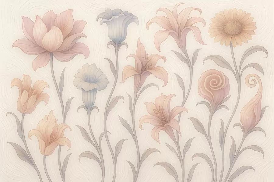 Valokuvatapetti Hellävarainen kukkakimppu pastelliväreissä w09503