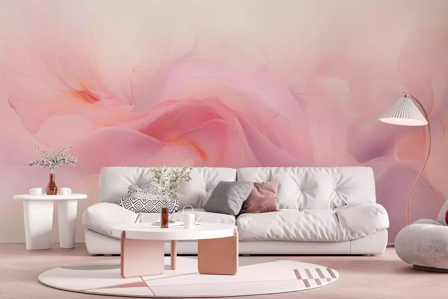 Valokuvatapetti Unelmoiva abstrakti vaaleanpunainen ja violetti sommitelma w09523