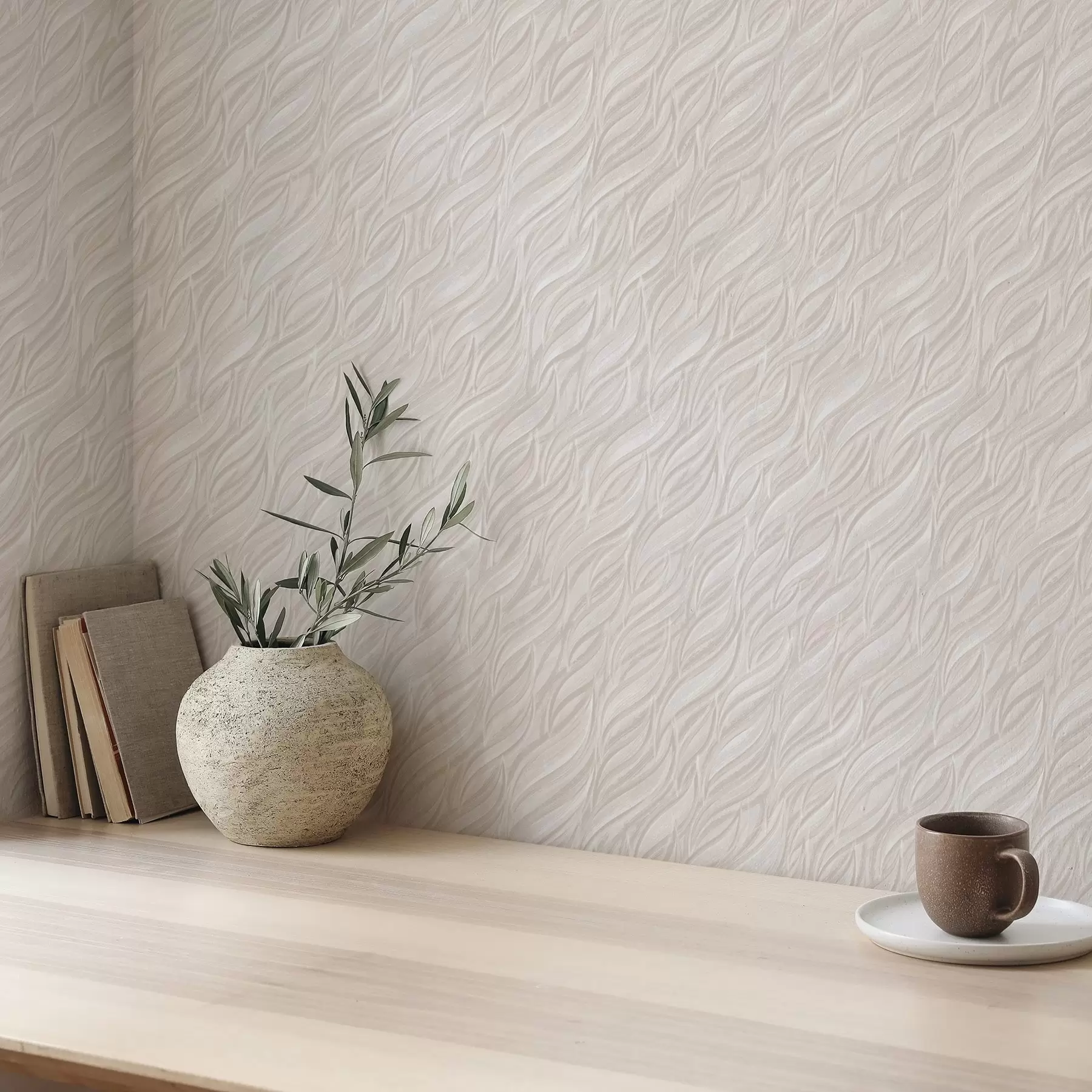 Valokuvatapetti Teksturoidut siveltimenvedot, lämmin beige a00688
